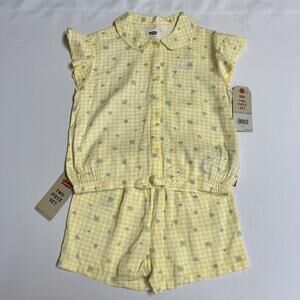 Levi's Girls Woven Matching Top and Shorts Set Size 6X Golden Yellow